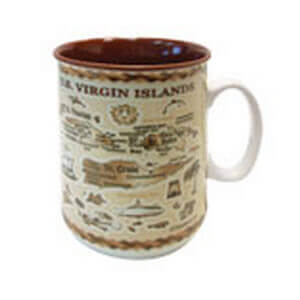 Miami Souvenirs USVI MAP MUG BROWN