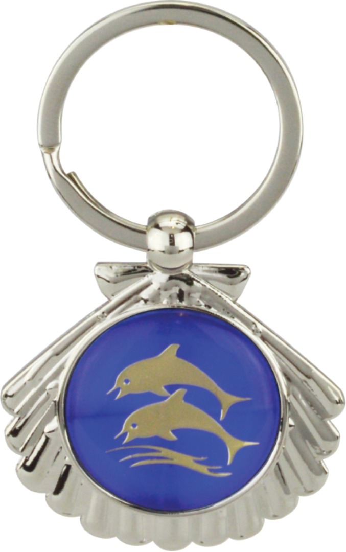 Miami Souvenirs METAL SHELL/ DOLPHINS KEYCHAIN